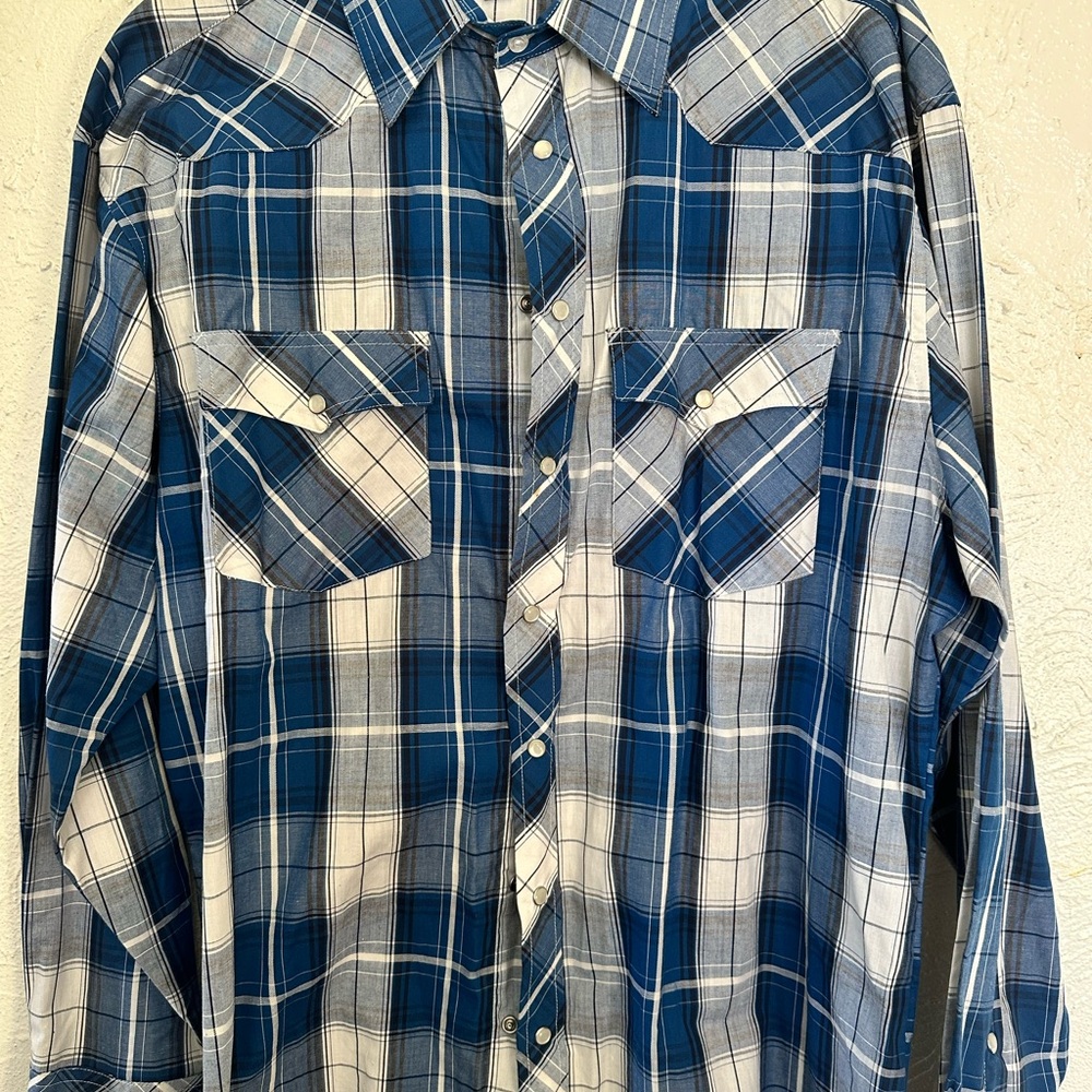Studio Blue and White Checkered Men's Shirt